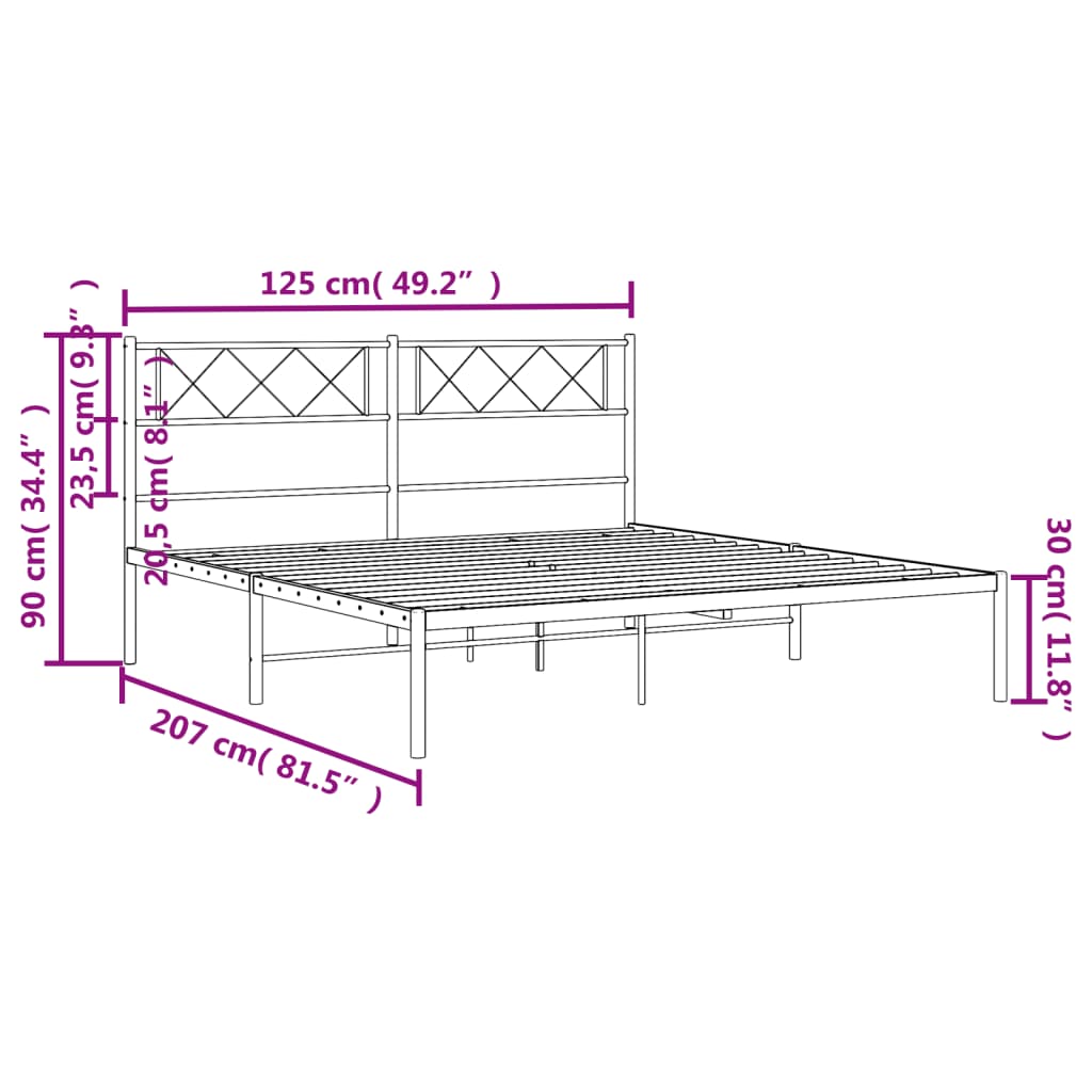 Estrutura de cama com cabeceira 120x200 cm metal preto