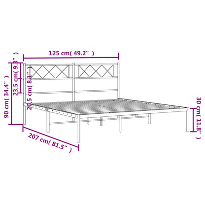 Estrutura de cama com cabeceira 120x200 cm metal preto