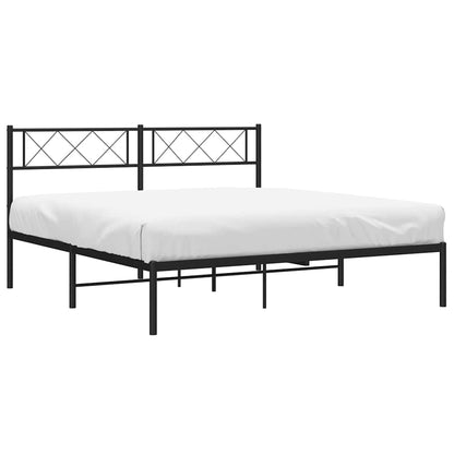 Estrutura de cama em metal com cabeceira 150x200 cm preto