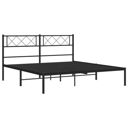 Estrutura de cama em metal com cabeceira 150x200 cm preto