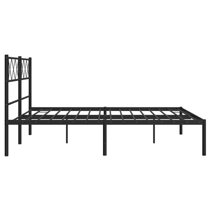 Estrutura de cama em metal com cabeceira 150x200 cm preto