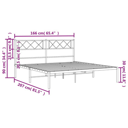 Estrutura de cama com cabeceira 160x200 cm metal preto