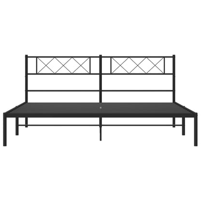 Estrutura de cama com cabeceira 193x203 cm metal preto