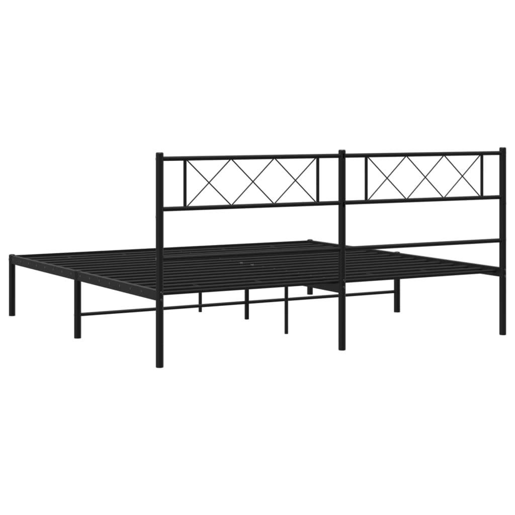 Estrutura de cama com cabeceira 193x203 cm metal preto