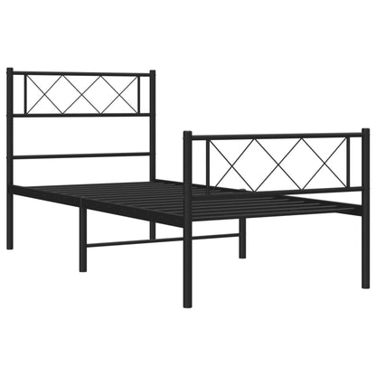 Estrutura de cama com cabeceira e pés 100x190 cm metal preto