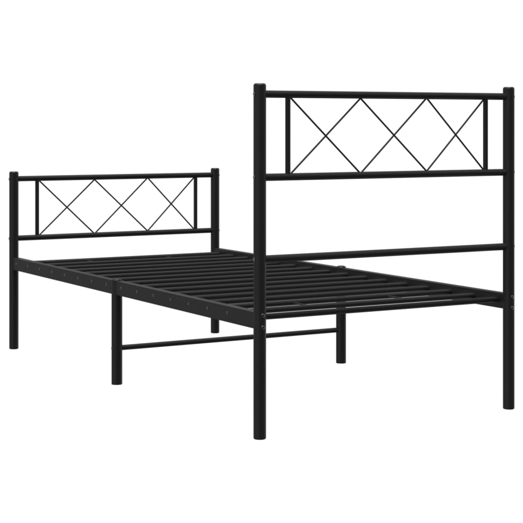 Estrutura de cama com cabeceira e pés 100x190 cm metal preto