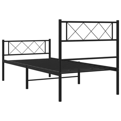 Estrutura de cama com cabeceira e pés 100x190 cm metal preto