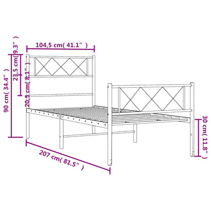 Estrutura de cama com cabeceira e pés 100x200 cm metal preto