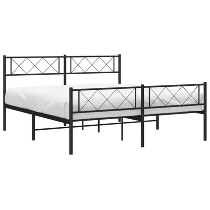 Estrutura de cama com cabeceira e pés 120x190 cm metal preto