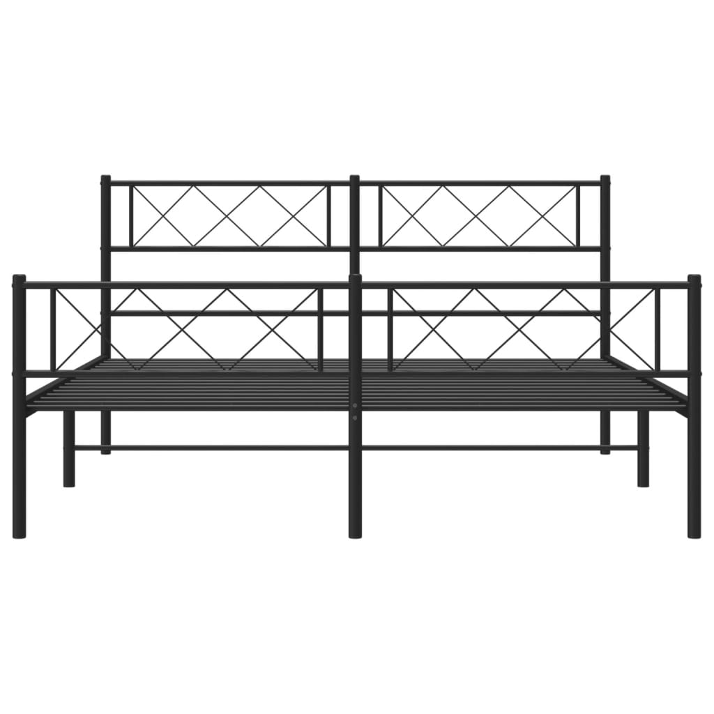 Estrutura de cama com cabeceira e pés 120x190 cm metal preto