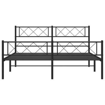 Estrutura de cama com cabeceira e pés 120x190 cm metal preto