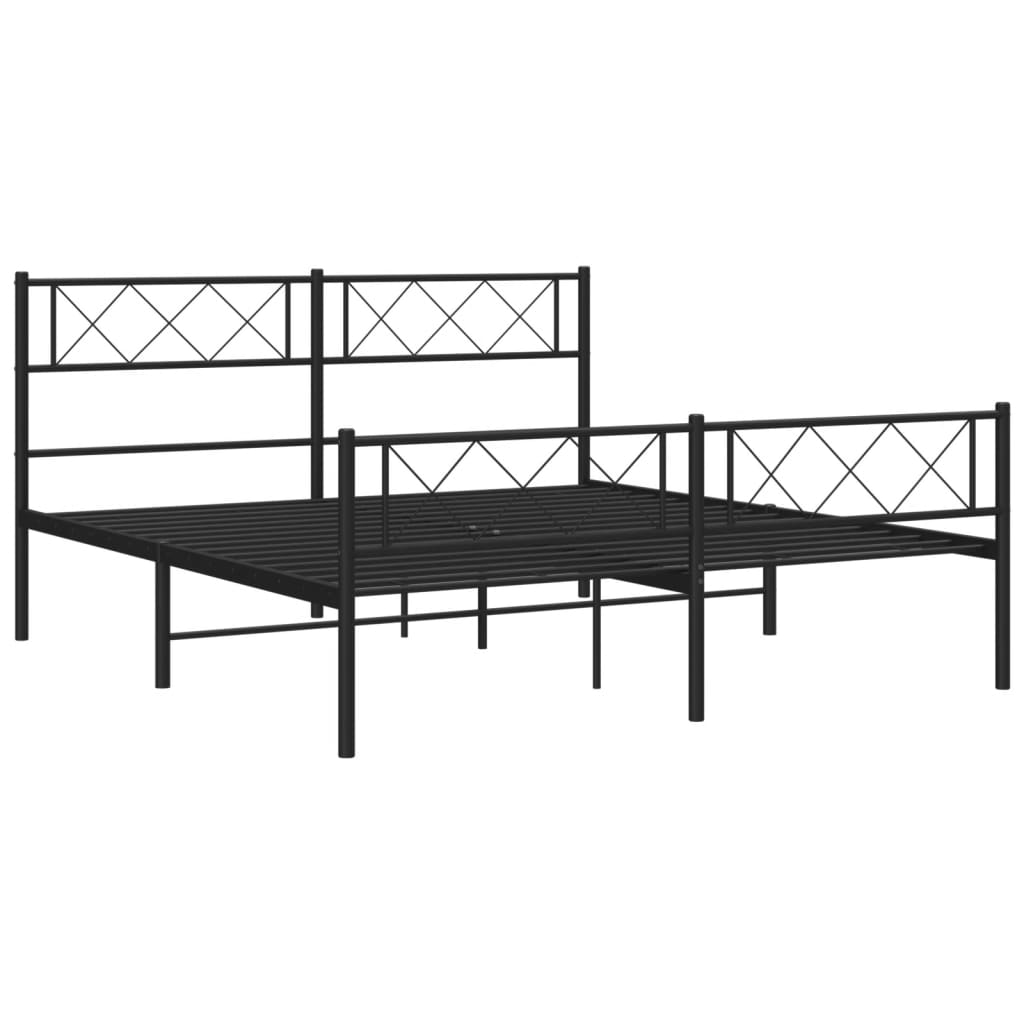 Estrutura de cama com cabeceira e pés 120x190 cm metal preto