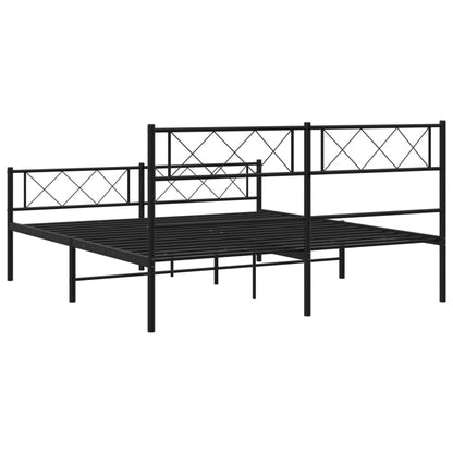 Estrutura de cama com cabeceira e pés 120x190 cm metal preto