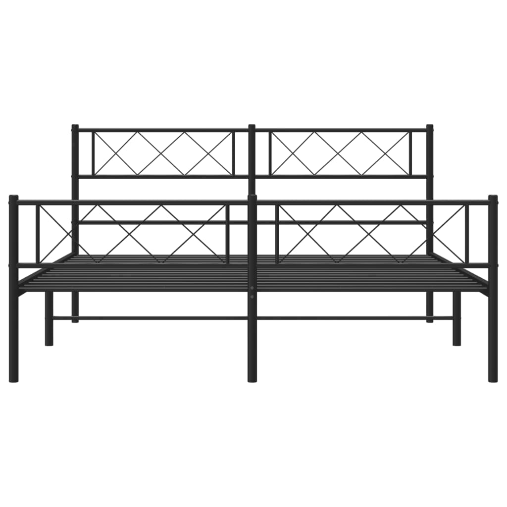 Estrutura de cama com cabeceira e pés 120x200 cm metal preto