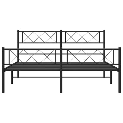 Estrutura de cama com cabeceira e pés 120x200 cm metal preto