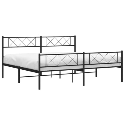 Estrutura de cama com cabeceira e pés 180x200 cm metal preto