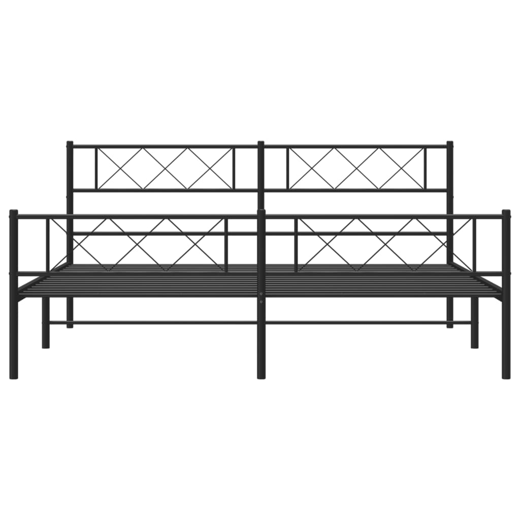 Estrutura de cama com cabeceira e pés 180x200 cm metal preto