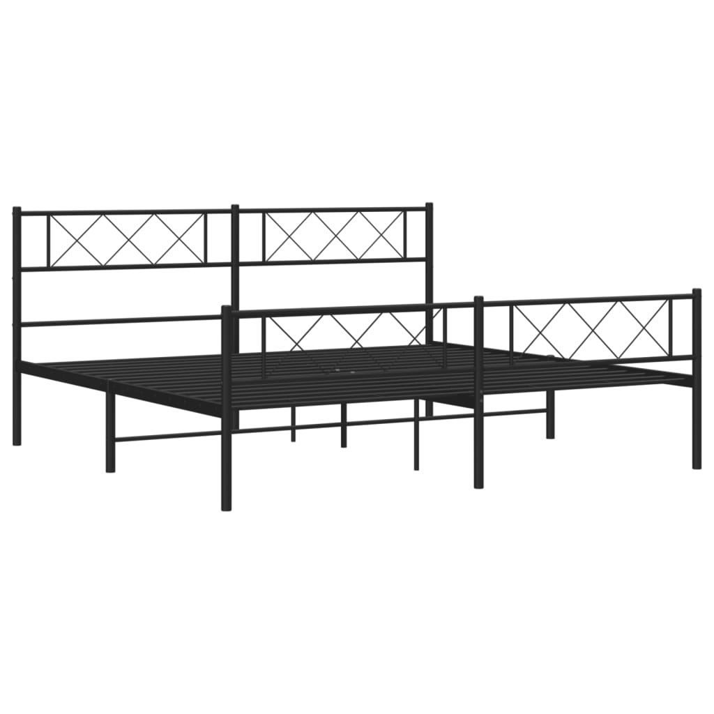 Estrutura de cama com cabeceira e pés 180x200 cm metal preto