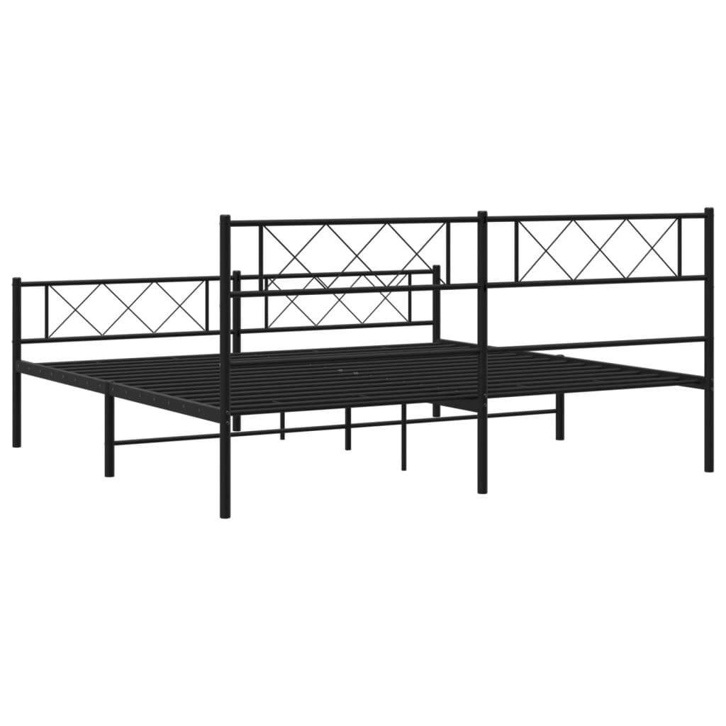 Estrutura de cama com cabeceira e pés 180x200 cm metal preto