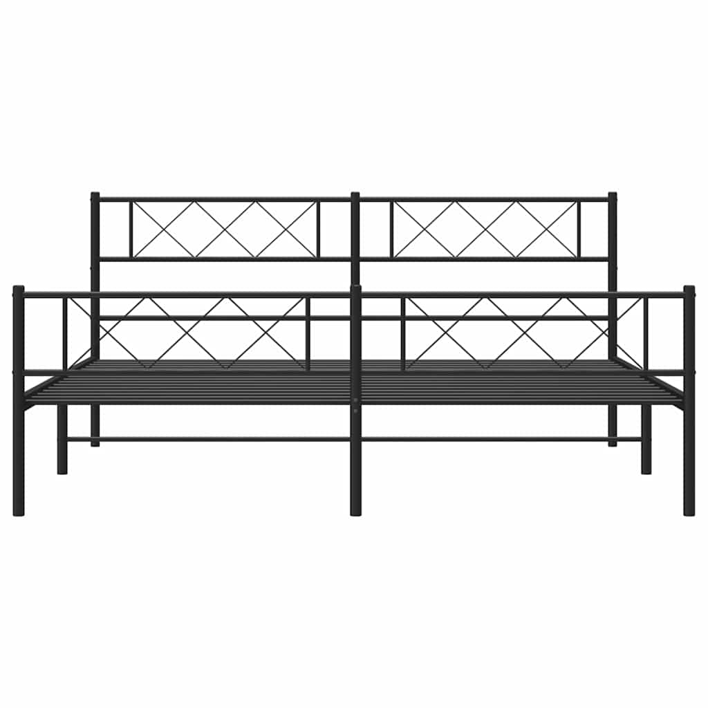 Estrutura de cama com cabeceira e pés 183x213 cm metal preto