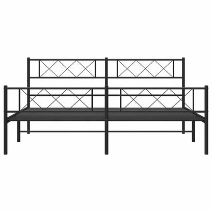 Estrutura de cama com cabeceira e pés 183x213 cm metal preto