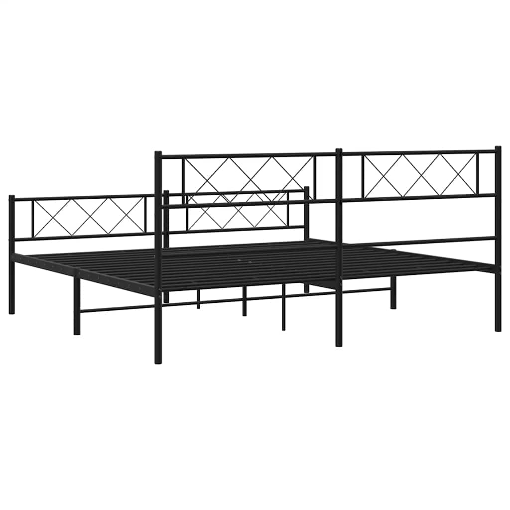 Estrutura de cama com cabeceira e pés 183x213 cm metal preto