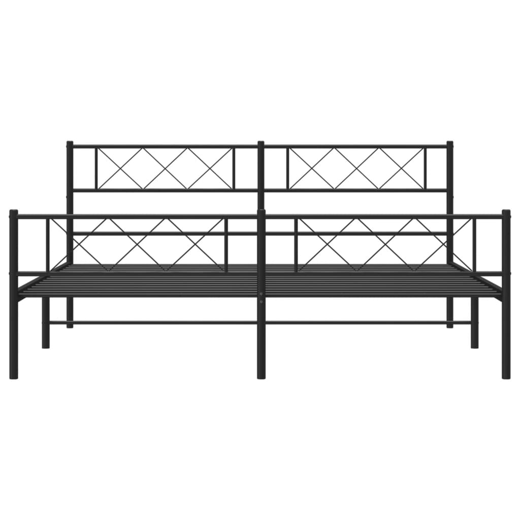 Estrutura de cama com cabeceira e pés 200x200 cm metal preto