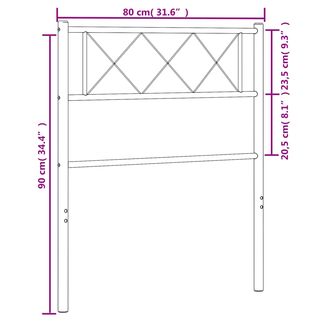 Cabeceira de cama 75 cm metal preto