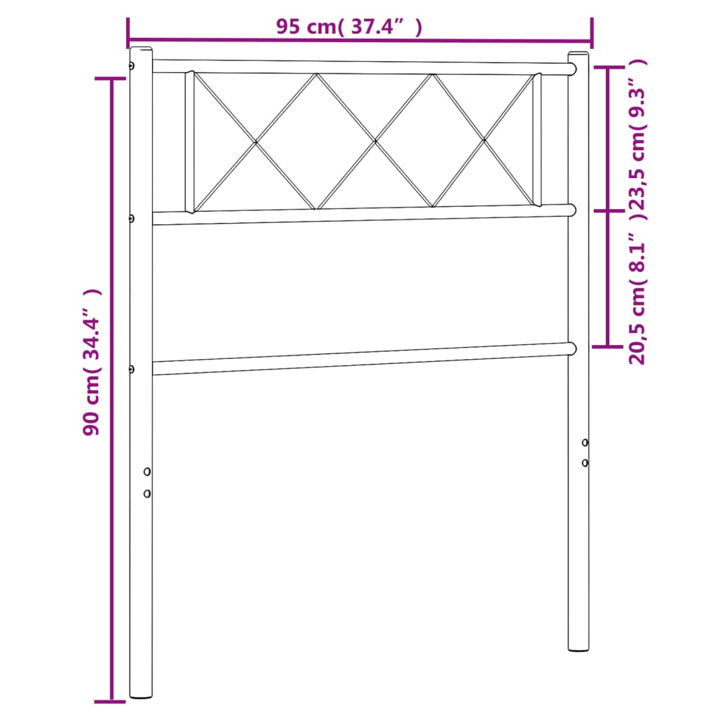 Cabeceira de cama 90 cm metal preto