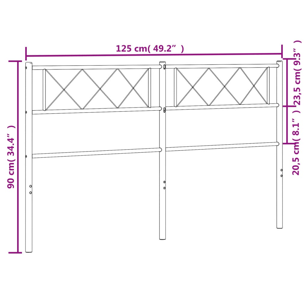 Cabeceira de cama 120 cm metal preto