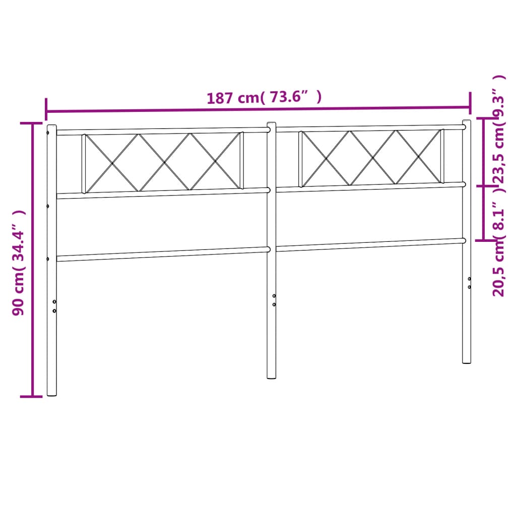 Cabeceira de cama 180 cm metal preto