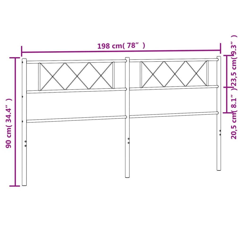 Cabeceira de cama 193 cm metal preto