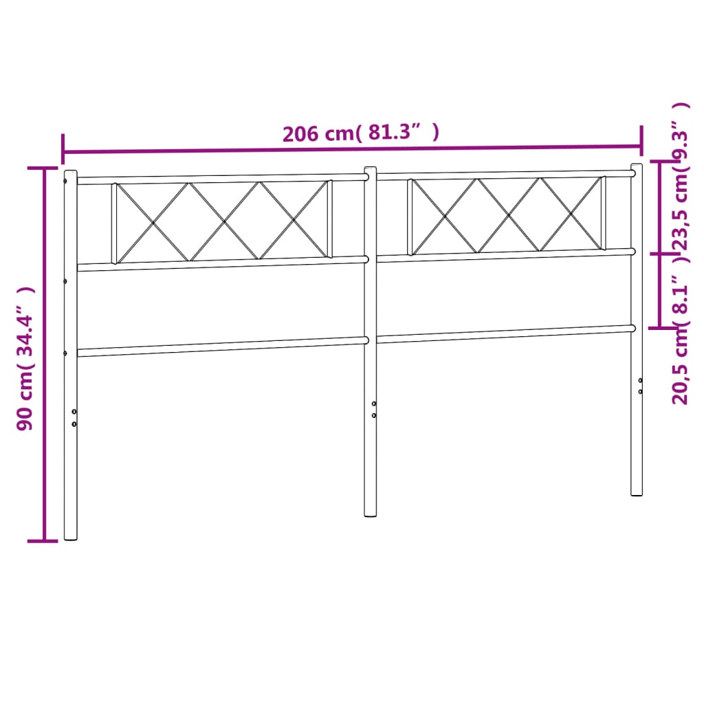 Cabeceira de cama 200 cm metal preto