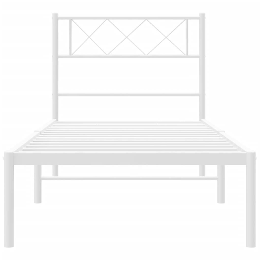 Estrutura de cama com cabeceira 80x200 cm metal branco