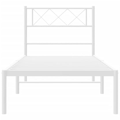 Estrutura de cama com cabeceira 80x200 cm metal branco