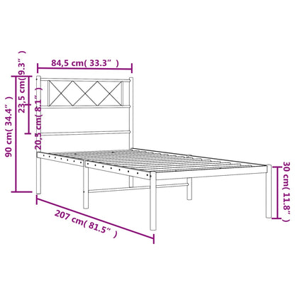 Estrutura de cama com cabeceira 80x200 cm metal branco