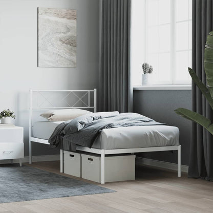 Estrutura de cama com cabeceira 80x200 cm metal branco