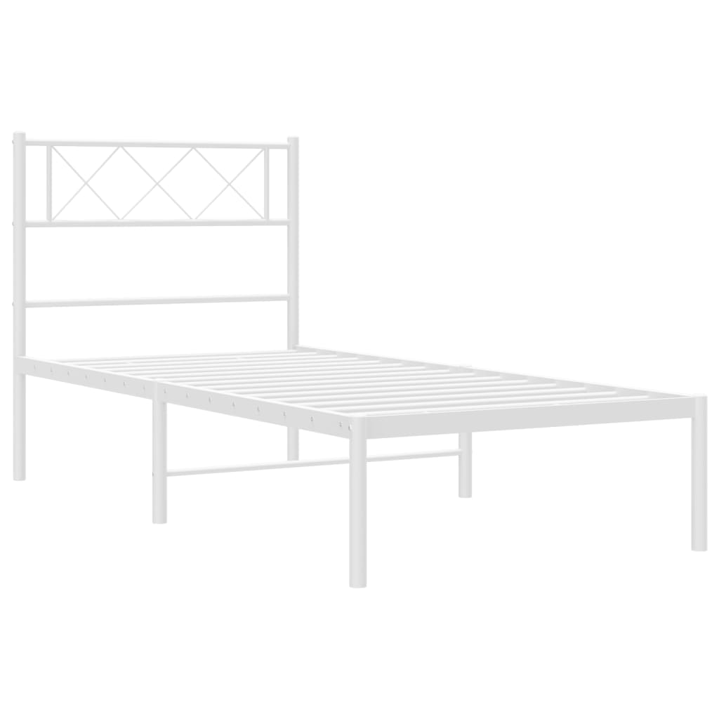 Estrutura de cama com cabeceira 90x190 cm metal branco