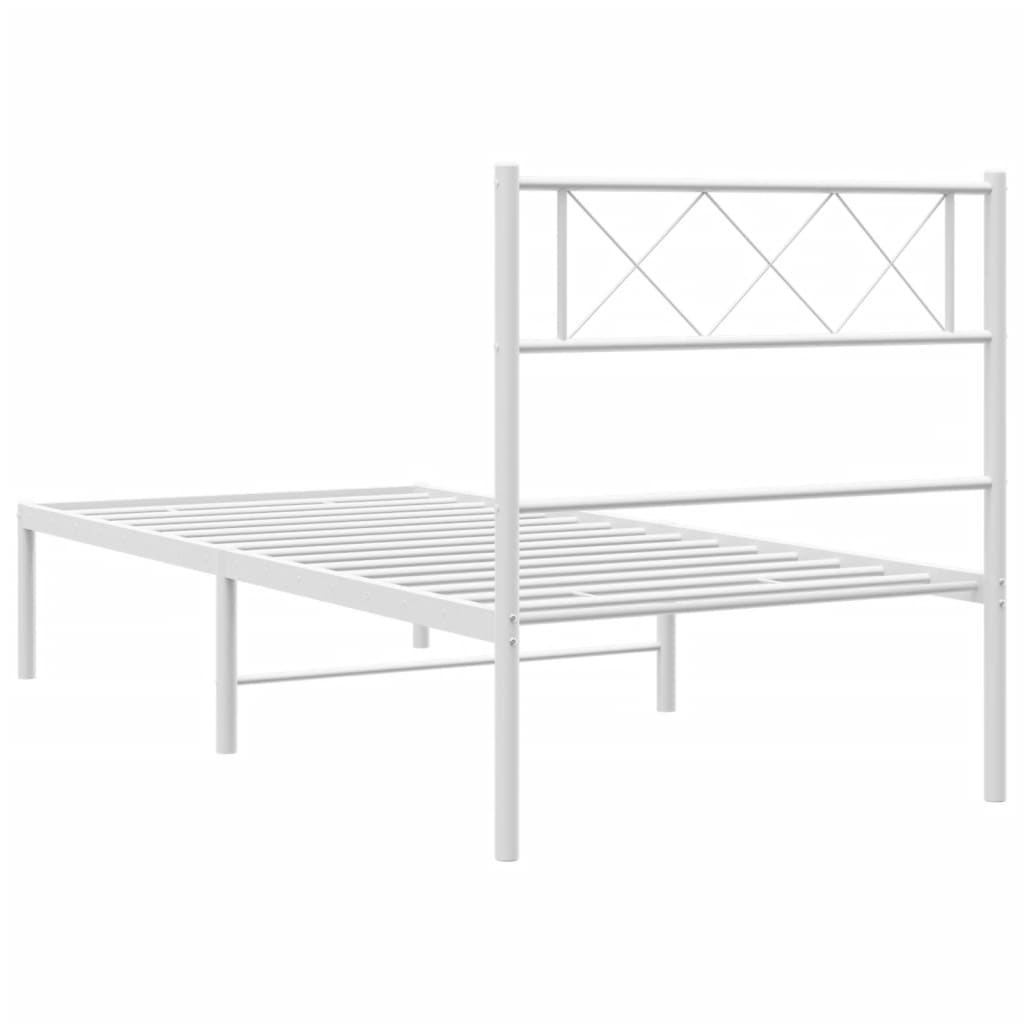 Estrutura de cama com cabeceira 90x190 cm metal branco