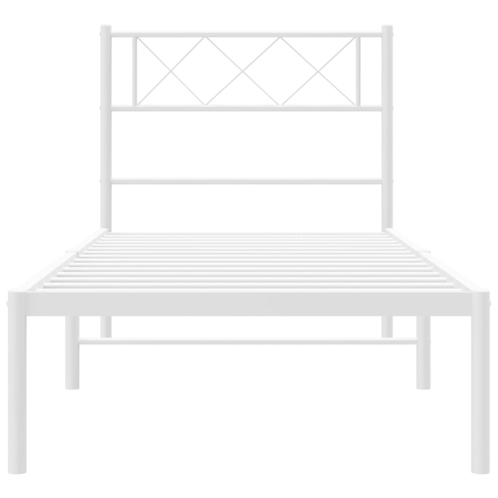 Estrutura de cama com cabeceira 100x190 cm metal branco