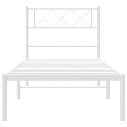 Estrutura de cama com cabeceira 100x190 cm metal branco