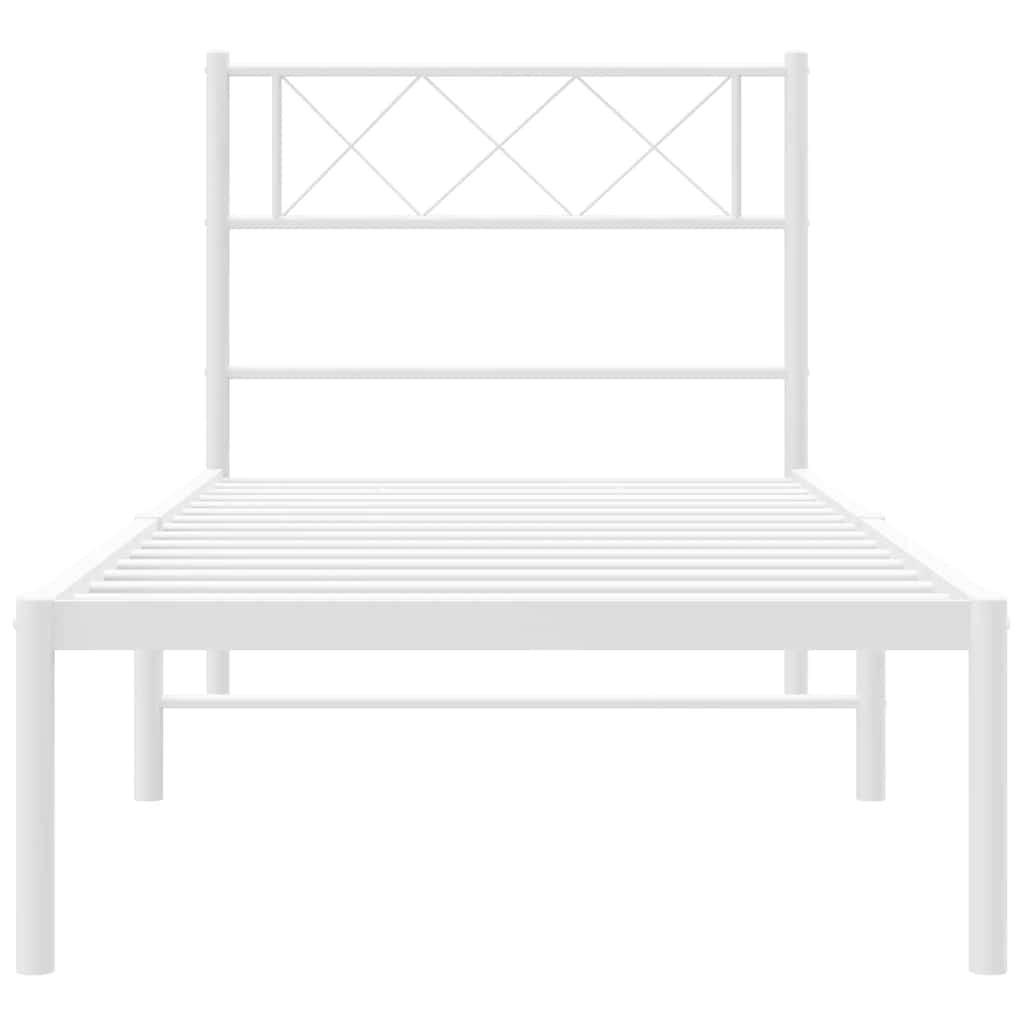 Estrutura de cama com cabeceira 100x200 cm metal branco