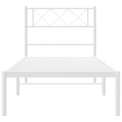 Estrutura de cama com cabeceira 100x200 cm metal branco