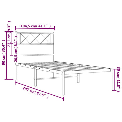 Estrutura de cama com cabeceira 100x200 cm metal branco