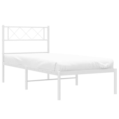 Estrutura de cama em metal com cabeceira 107x203 cm branco