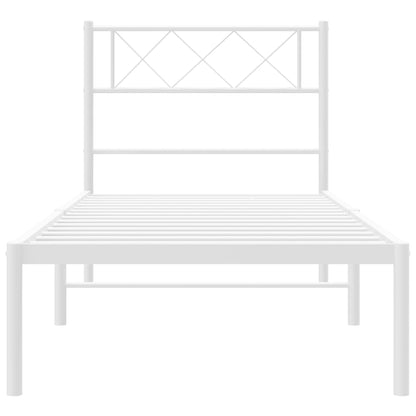 Estrutura de cama em metal com cabeceira 107x203 cm branco