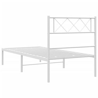 Estrutura de cama em metal com cabeceira 107x203 cm branco