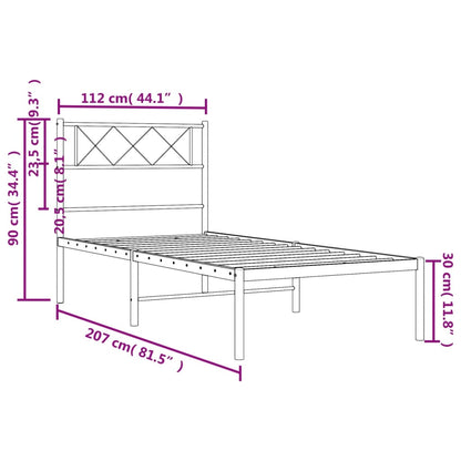 Estrutura de cama em metal com cabeceira 107x203 cm branco