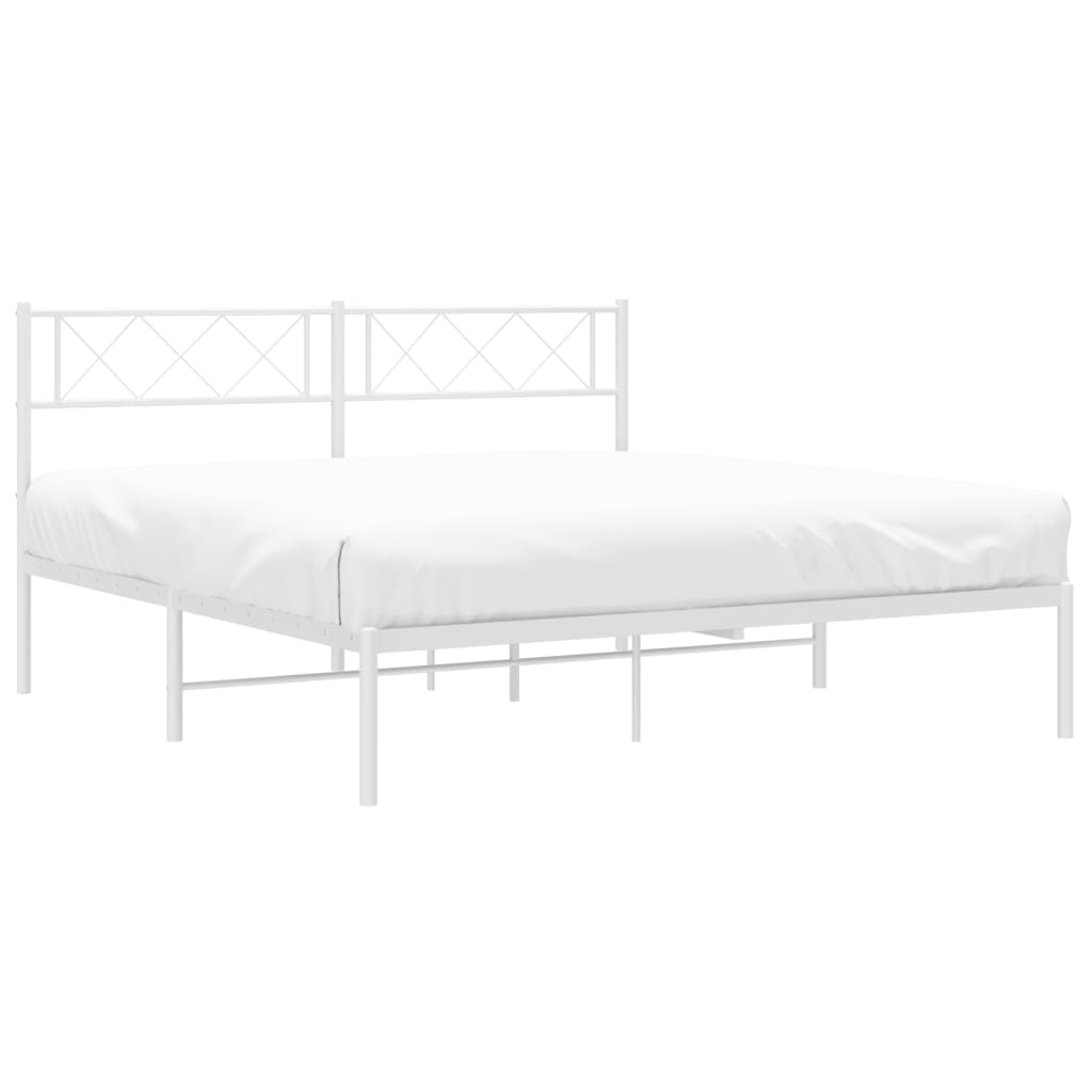 Estrutura de cama com cabeceira 120x190 cm metal branco