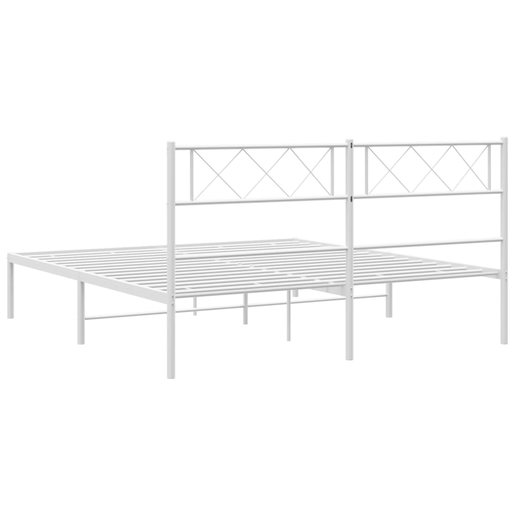 Estrutura de cama com cabeceira 120x190 cm metal branco